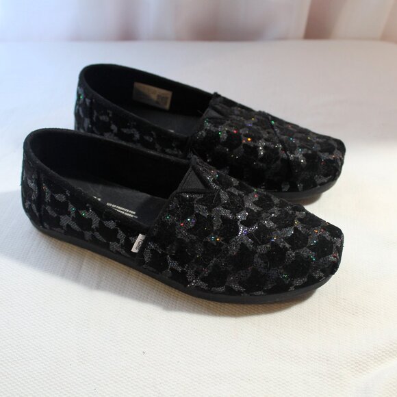 TOMS Black Cat Sparkly Alpargatas, Halloween, Cat Lady, Size 5.5 - Picture 2 of 7